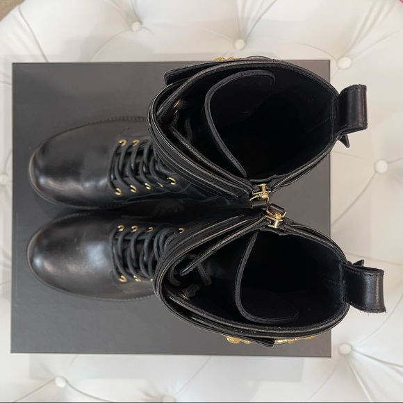 SOLD🚫VERSACE Leather Safety Pin Combat Boots, 40  10 - Picture 6 of 13